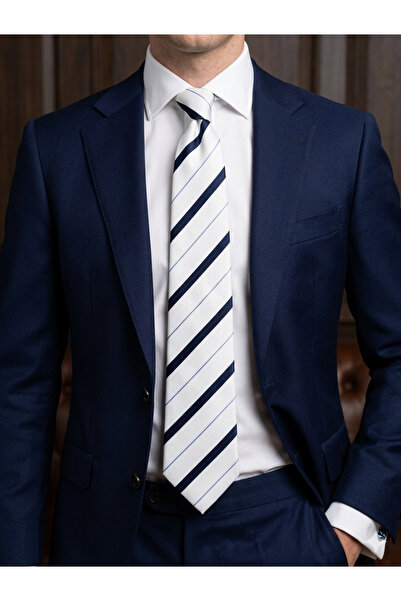 Gutiero 8 Centimeter Classic Tie with White Patterned Handkerchief