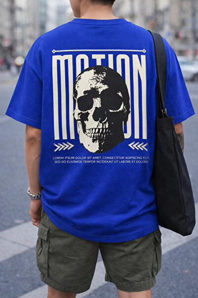 ArtYus Μπλουζάκι Unisex Oversize με στάμπα Motion Skull στην πλάτη – Βαμβακερ...