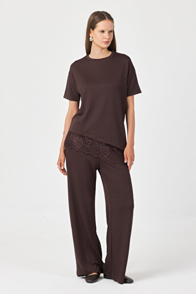 queencity Women's Modal Fabric Lace Detail Double Set