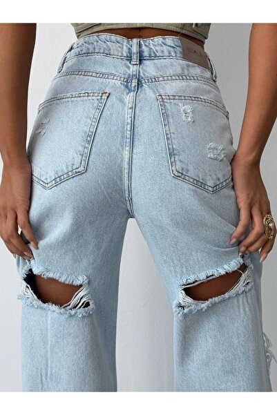 DENİKK Trend Special Design Wide Leg Jean Laser Detail Pants-Special Design W...