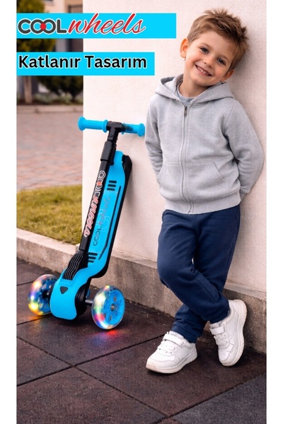 Saule CoolWheels Cortix Katlanır Scooter 3-7 Yaş | Işıklı 3 Tekerlekli Çocuk ...