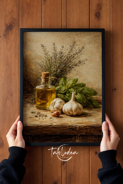 tablodea Vintage φυσικό φυτικό ελαιόλαδο με μοτίβο για διακόσμηση κουζίνας, κ...