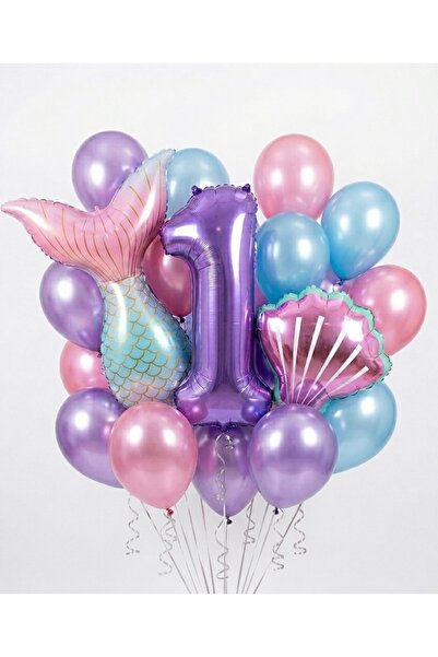 Öztürkpartievi Mermaid Themed 1 Year Old Balloon Bouquet