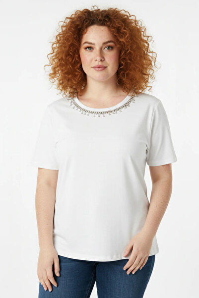 Shape Of You T-Shirt with Crystal Stone Embroidery on the Collar