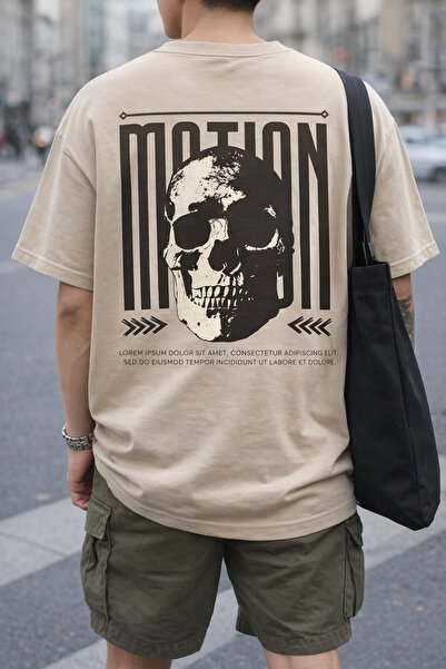 ArtYus Μπλουζάκι Unisex Oversize με στάμπα Motion Skull στην πλάτη – Βαμβακερ...