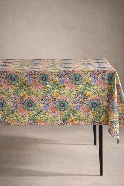 dekomall home & living Πολύχρωμα ανοιξιάτικα λουλούδια Βαμβακερό τραπεζομάντι...