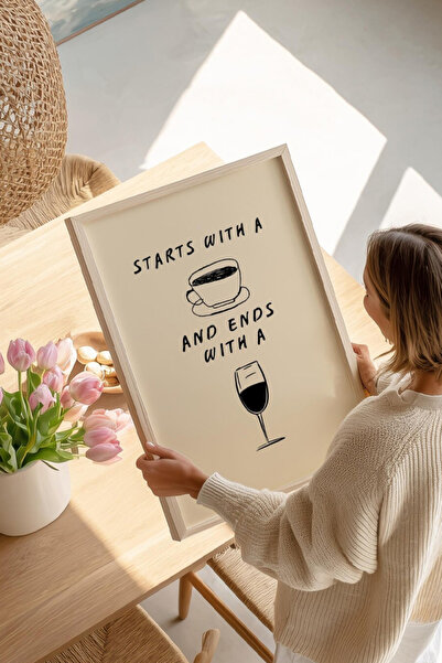 Taranist Poster - Coffee Cup Typografi - Minimal Kahve Duvar Sanatı