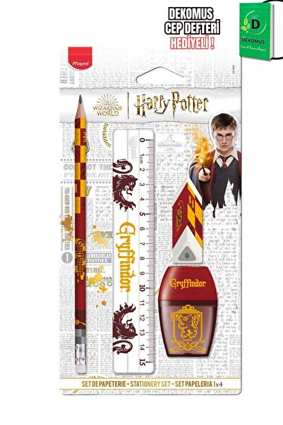 Harry Potter Maped x Dekomus Lisanslı Gryffindor Wizard 4'lü Kırtasiye Seti K...