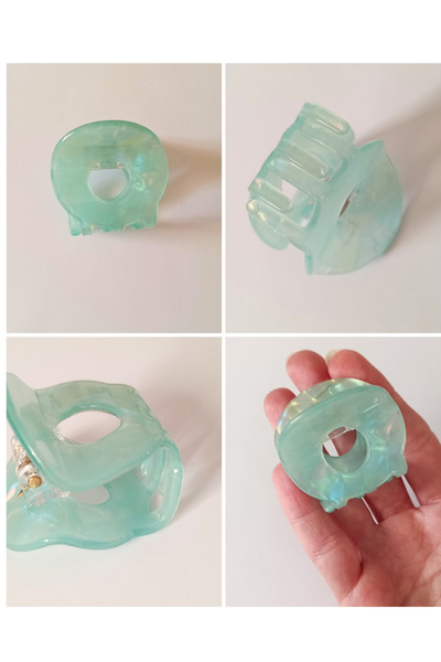 chibi Transparent Water Green Donut Model Lightweight Jelly Buckle 4.5 cm