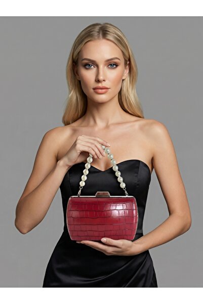 Biçanta Γυναικεία βραδινή τσάντα φορέματος σε μπορντό χρώμα, ματ δερμάτινη με...