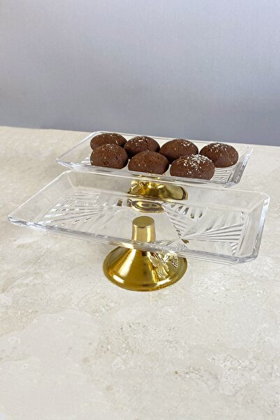 La Micellar Rocher مجموعة من طبقين تقديم زجاج مادلين بقاعدة معدنية ذهبية اللو...
