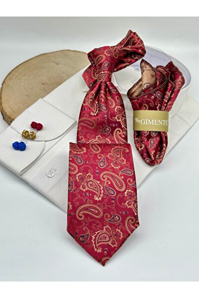 Gutiero Classic Tie with Red Shawl Patterned Handkerchief