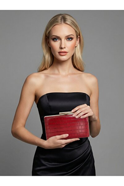 Biçanta Γυναικεία βραδινή τσάντα φορέματος σε μπορντό χρώμα, ματ δερμάτινη με...