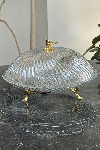 La Micellar Rocher حامل كيك ومعجنات وحلويات زجاجي بأرجل معدنية