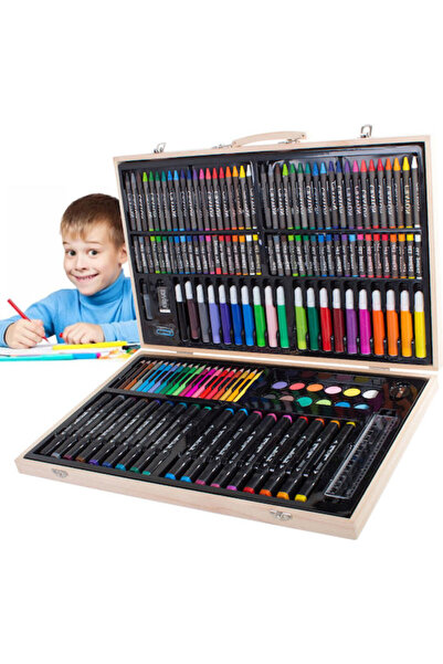 OEM Σετ Ζωγραφικής 188 τεμαχίων σε Ξύλινο Βαλιτσάκι