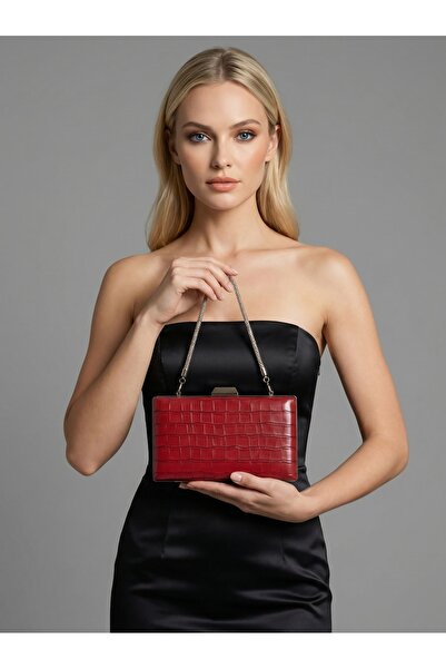 Biçanta Γυναικεία βραδινή τσάντα φορέματος σε μπορντό χρώμα, ματ δερμάτινη με...