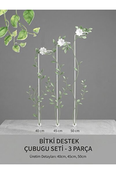 Metal 3'lü Bitki Destek Çubuğu Saksı bitki kazığı bahçe Bitki Gövde sarmaşık Destek Çubuğu