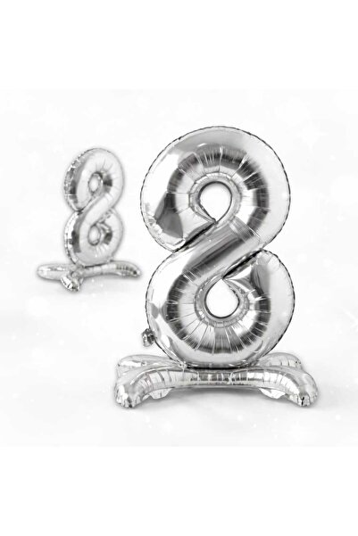 DEHAPARTY 8 Year Old Silver Footed Foil Number Balloon 70 cm Birthday Party D...