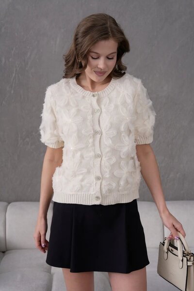 Park Karon 8513 Γυναικεία ζακέτα από 100% βαμβάκι με λαιμόκοψη και κουμπιά, μ...