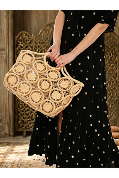 moryconcept Handmade Straw Bag Water Resistant 37X28 cm Large Size Shoulder Bag