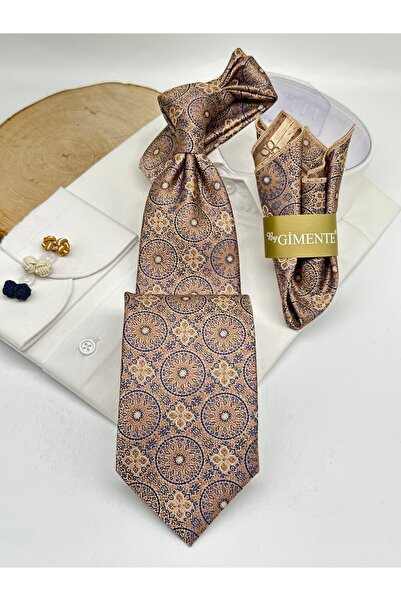 Gutiero Classic Tie with Mink Patterned Handkerchief