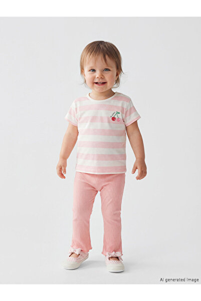 LC Waikiki Trendlucky Striped Printed Baby Girl Set with Difference in Color