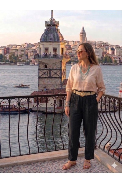 AYASOFYA OTANTIK Γυναικείο ιταλικό μαύρο παντελόνι με ελαστική μέση, τσέπη με...