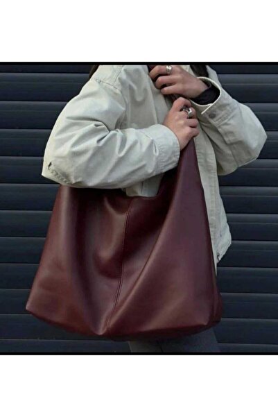 ÖZÜM ÇANTA Women's Large Size Casual Shoulder Bag Burgundy