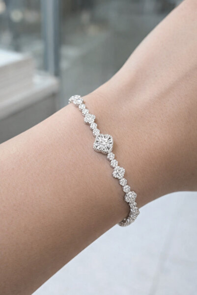 Luna Kuyumculuk Beyaz Yonca Van Cleef Modeli Bileklik 925K