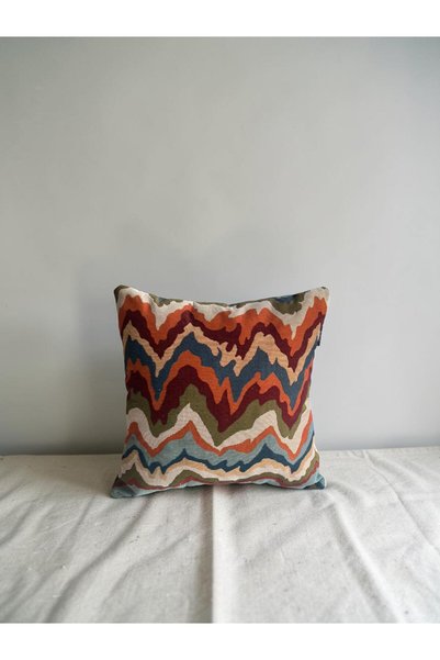 Framgan Luxury Jacquard Woven Throw Pillow - Filled, Special Design, Colorful Zigzag Patterned Decorative Living Room Pillow
