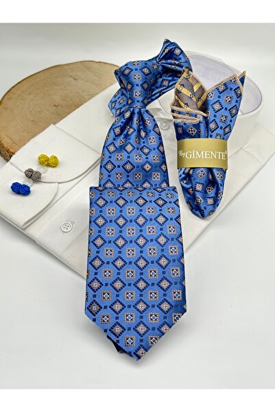 Gutiero Classic Tie with Blue Patterned Handkerchief