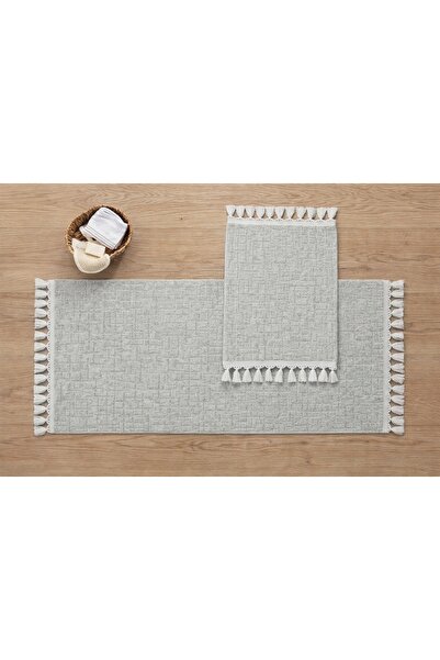 new colourse Χαλάκι μπάνιου Duru 2 τεμαχίων με κρόσσια, πλενόμενο, σε λευκό χ...