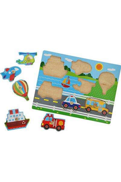Johntoy Ξύλινο Παιδικό Puzzle Σφηνώματα Οχήματα 7pcs για 1+ Ετών