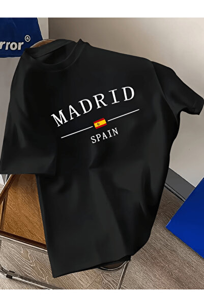 one button Tricou supradimensionat premium cu imprimeu Madrid Spania