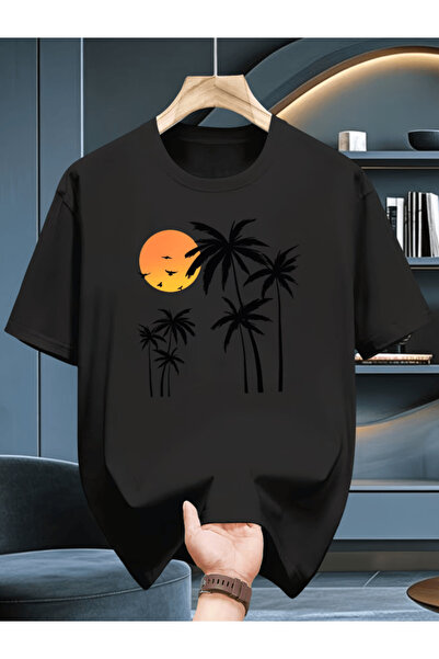 one button Tricou supradimensionat premium cu imprimeu tematic de vară pentru...