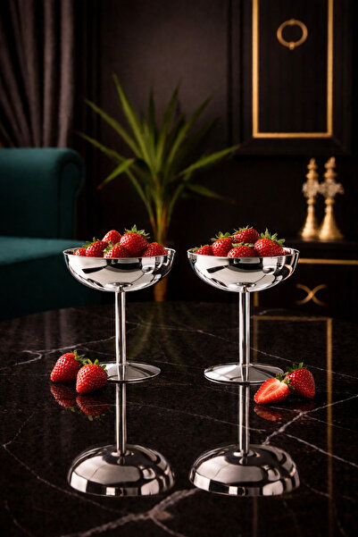 Gülümseten Avm Set of 2 Stainless Steel Footed Bowls – Modern Luxury Presenta...