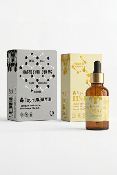 TEGHT Magnezyum & D3K2 İkili Vitamin Paketi | Magnezyum B6 Tablet + Vitamin D...