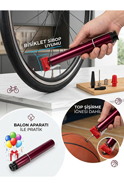 Mini El Pompası Bisiklet Top Balon Şişirme Pompası - Taşınabilir Hafif Tasarım