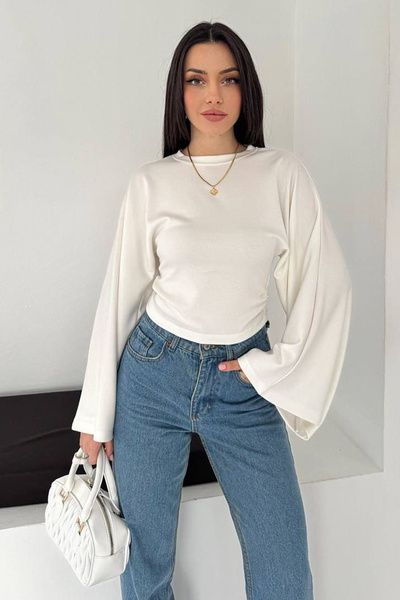 Noa&Noa Μπλούζα με φαρδιά μανίκια Κοντό – Μαύρο Έντονο