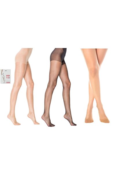 Desimo 15 Denier Thin Sheer&Shiny Shiny Pantyhose Triple Skin-Black-Sahra