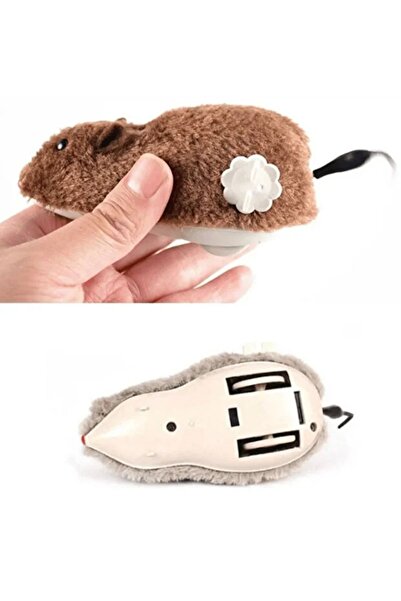 magicool Wind-Up Moving Plush Cat Toy (Hunter Mouse) - Brown