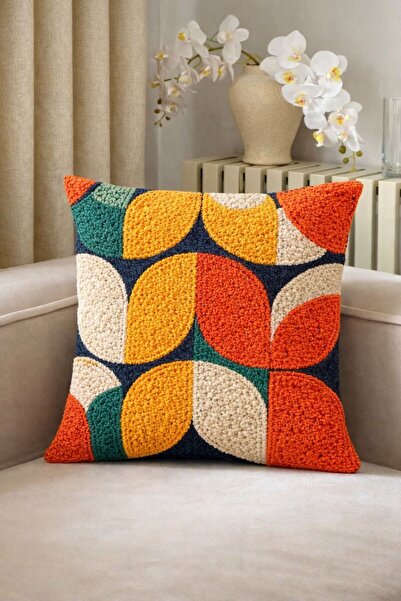 Realhomes Bitkisel Geometrik Desenli Kırlent Kılıfı 43x43 Modern Dekoratif Ya...