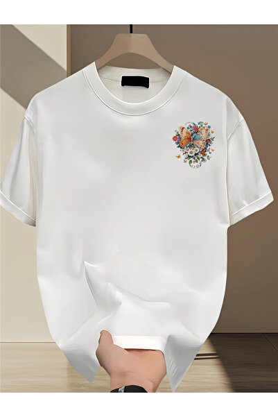 one button Tricou supradimensionat premium pentru bărbați, cu imprimeu mini c...