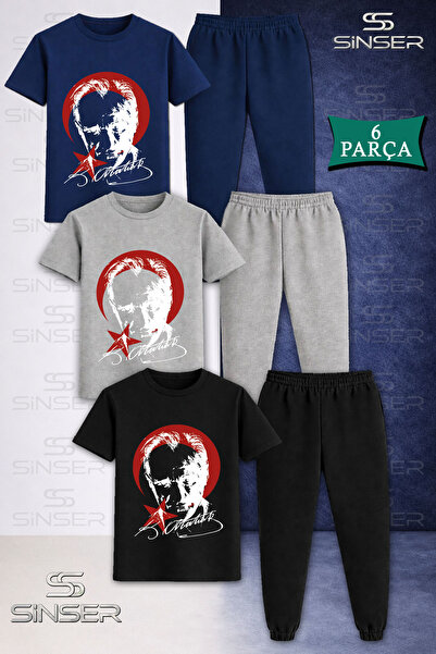 SS SİNSER Παιδικό σετ φόρμας ATATURK RED MOON STAR WHITE 3 τεμαχίων με μπλουζάκι