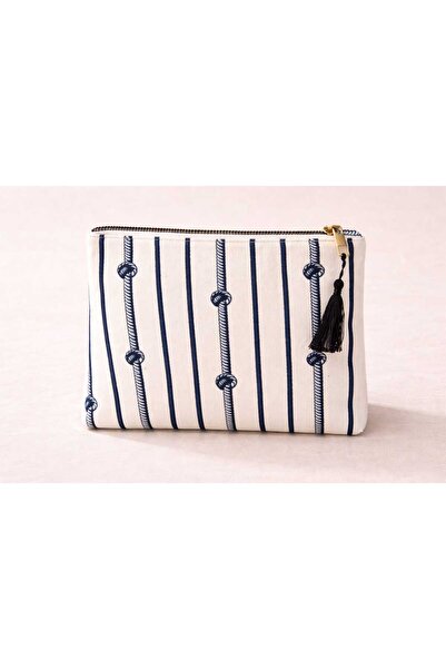 Risely Co Women's Cloth Makeup Bag Striped Zippered Organizer Cosmetic Bag (M...