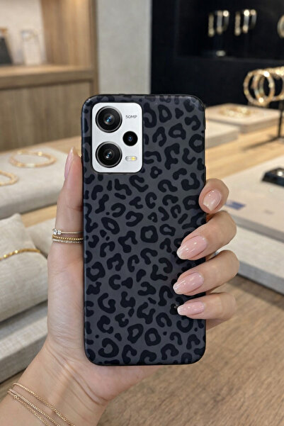 OVADA Redmi Note 12 Pro 5G Uyumlu Siyah Leopar Desenli Telefon Kılıfı