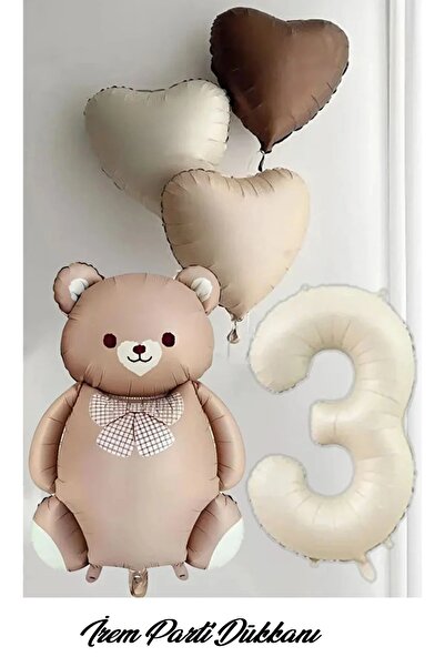 İrem Parti Dükkanı 3 Years Old, 3 Pieces of Retro Hearts, 1 Piece of Cream Nu...