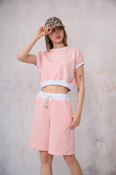 PONÇİK Women's Sports Two-Piece Shorts Set 25067
