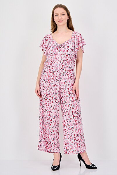 Willow & Whistle Women Floral Print Flutter Sleeve Jumpsuit, Multicolor