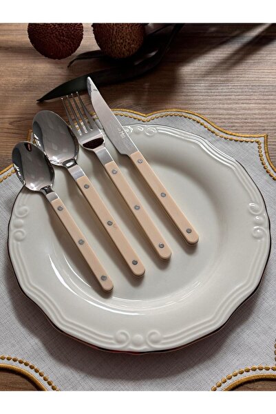 Meri Ev Gereçleri Comida Cutlery Set Beige for 6 People 24 Pieces